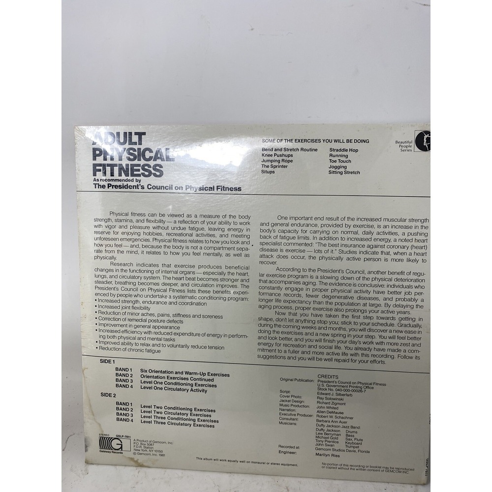 ADULT PHYSICAL FITNESS Vinyl Record (Sealed) Gateway Records Aerobic Vintage - Picture 2 of 3